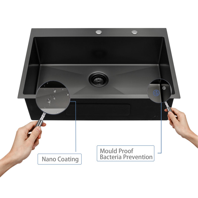 33 Inch Undermount Waterfall Kitchen Sink With Faucet Combo-Bokaiya